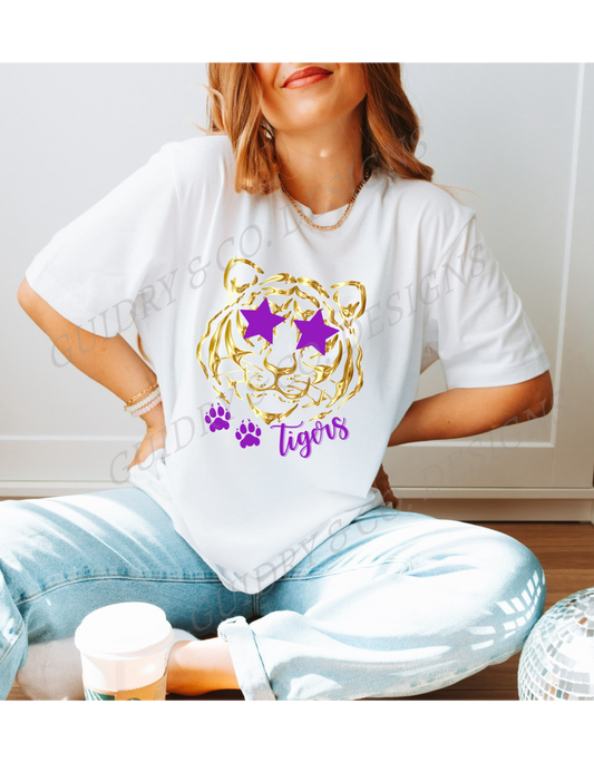 Gold Tiger Star Glasses (Bella Canva)