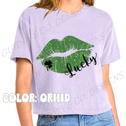 Green GLITTER Lips ST PATRICKS BOXY TEE COLOR COMFORT