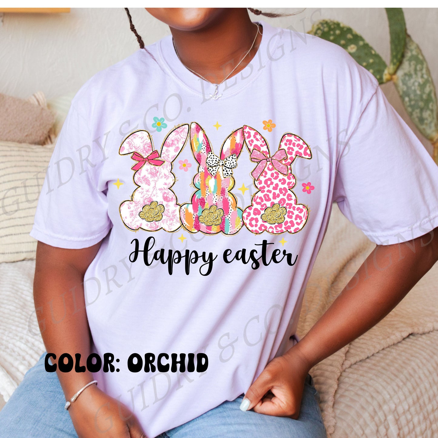 Happy Easter 3 Little Bunnies Color Comfort Shirt