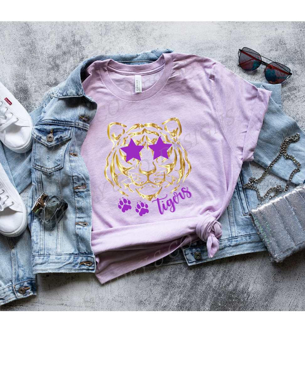 Gold Tiger Star Glasses (Bella Canva)