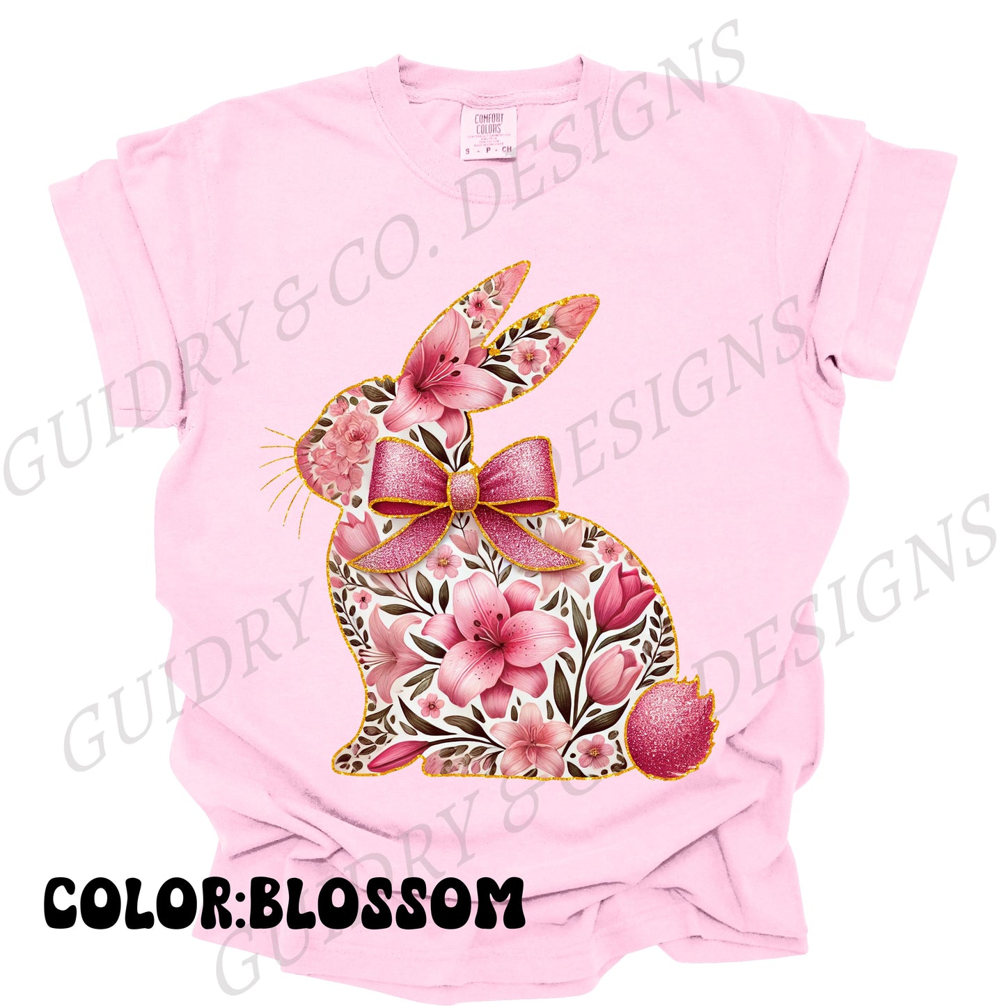 Floral Easter Bunny Color Comfort Tshirt