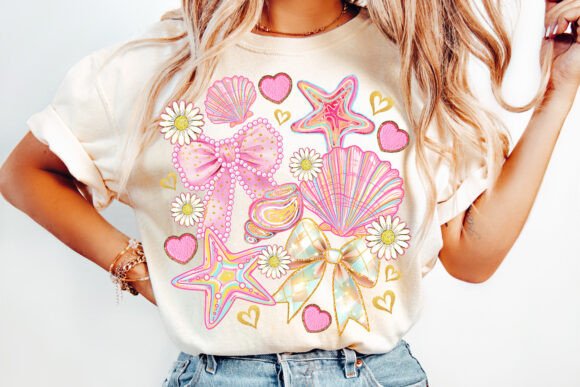 SEASHELL STARFISH PINK FLOWER SUMMER