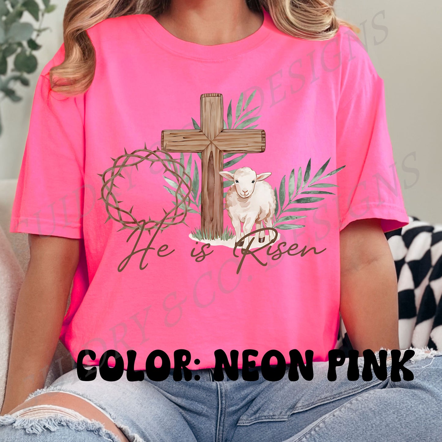 He Is Risen Easter Color Comfort Tshirt