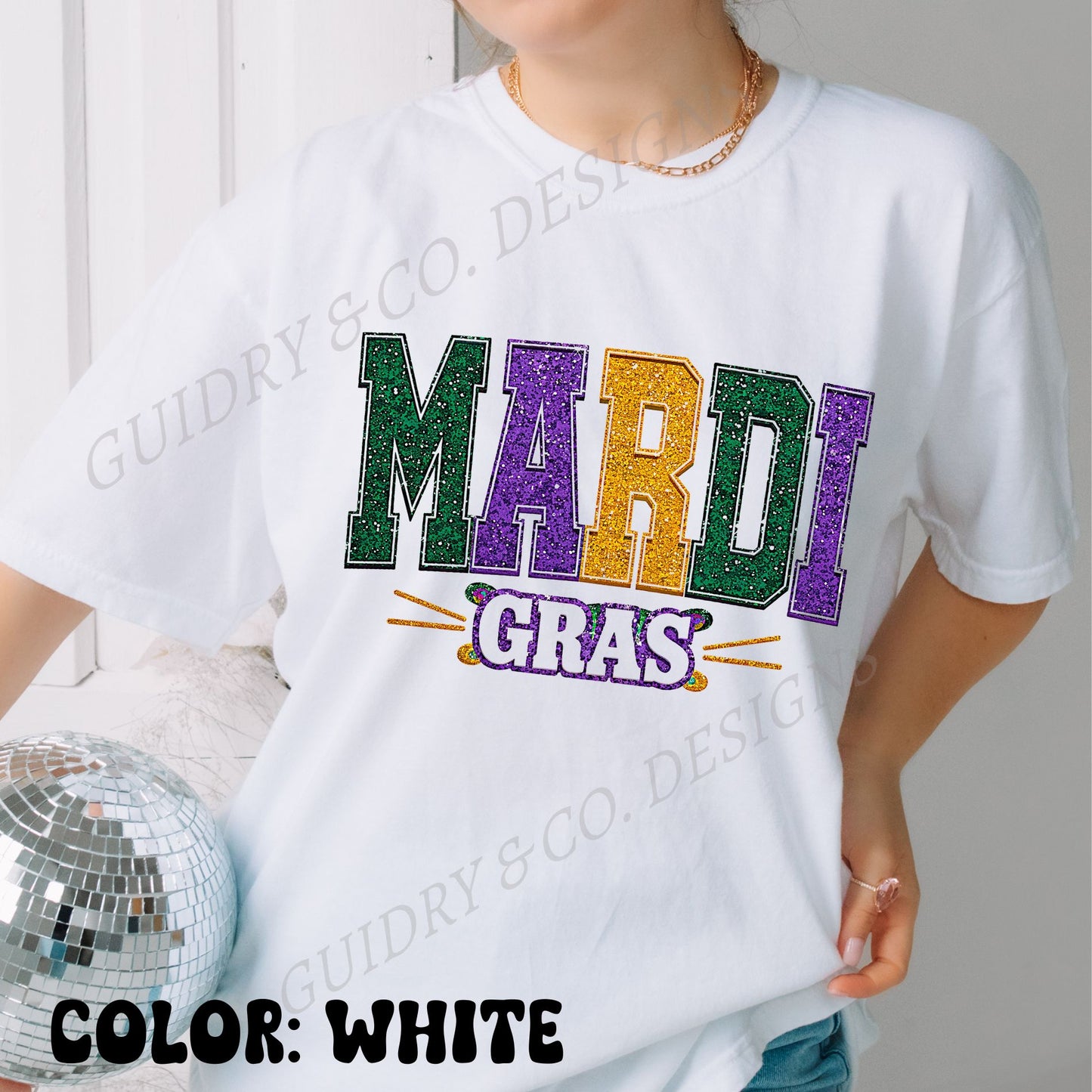 GLITTER Mardi Gras Tshirt women