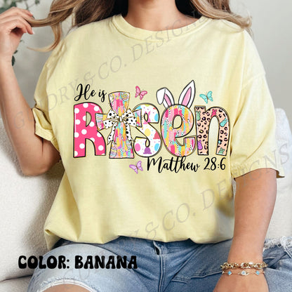HE IS RISEN MATTHEW EASTER women tshirt color comfort