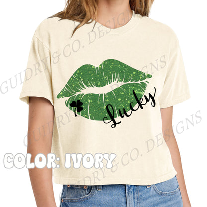 Green GLITTER Lips ST PATRICKS BOXY TEE COLOR COMFORT