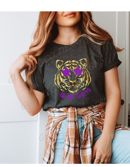 Gold Tiger Star Glasses (Bella Canva)