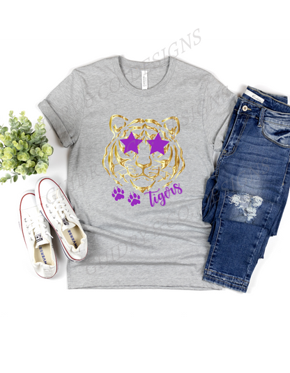 Gold Tiger Star Glasses (Bella Canva)