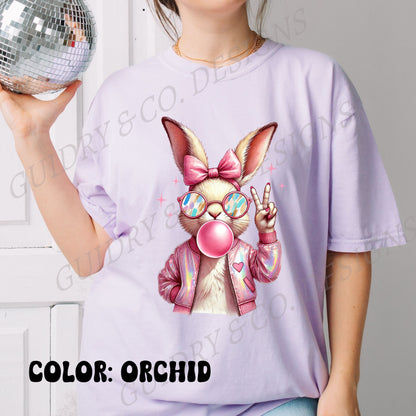 BUNNY PEACE SIGN EASTER women tshirt color comfort