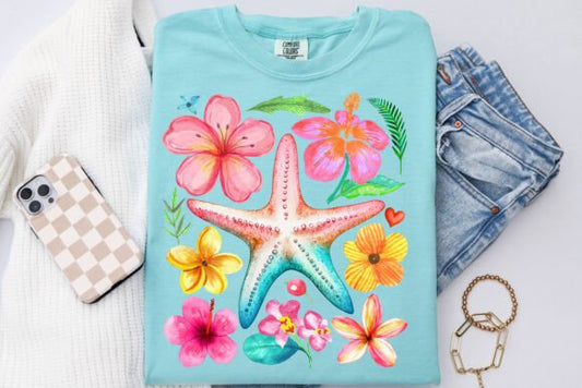 FLORAL SUMMER STARFISH BEACH