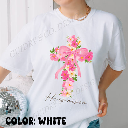 HE IS RISEN FLORAL CROSS EASTER tshirt color comfort