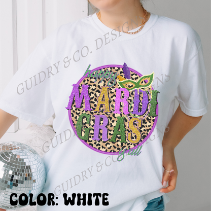 LEOPARD HAPPY MARDI GRAS Tshirt women