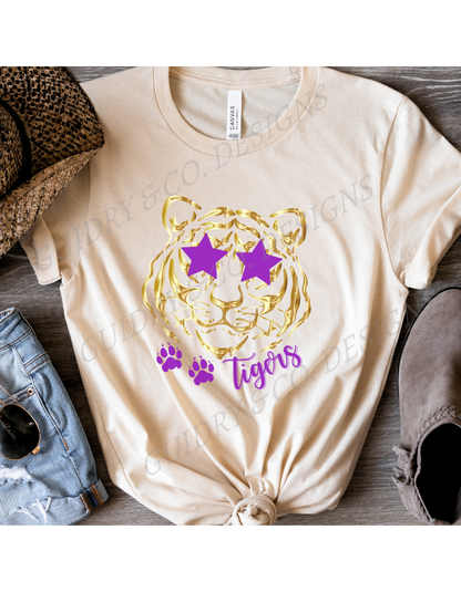Gold Tiger Star Glasses (Bella Canva)